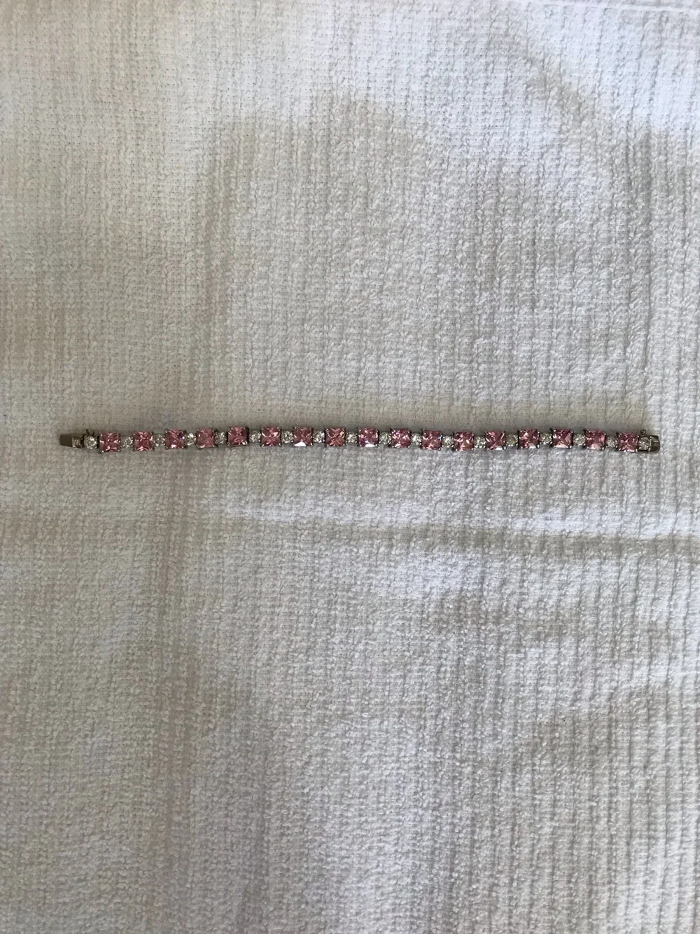 Silver Pink ICE Crystal Tennis Bracelet - Women's Accessory
